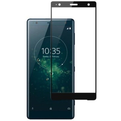 Sony Xperia XZ2 „Imak“ 9H Tempered Glass sustiprintos apsaugos juodas pilnai dengiantis apsauginis ekrano stiklas 0,26 mm / Prie
