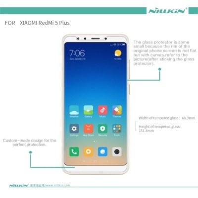 Xiaomi Redmi 5 Plus (Redmi 5 Note) „Nillkin“ H Tempered Glass sustiprintos apsaugos apsauginis ekrano stiklas 0.33 mm / Priedai.