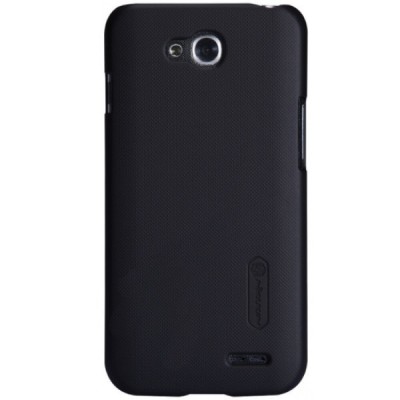 LG L90 Dual (D410) Nillkin Frosted Shield melns plastmasas apvalks + ekrāna aizsargplēve / Vacins.lv