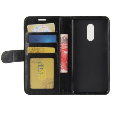 Xiaomi Redmi 5 Plus atvēramais ādas melns maciņš, grāmata (maks) / Vacins.lv