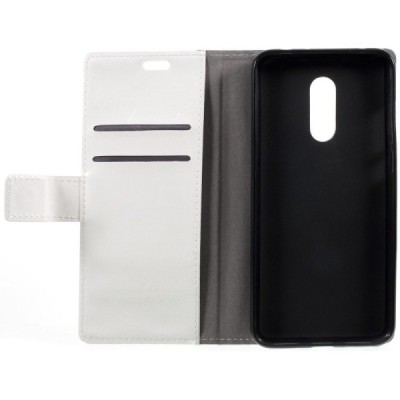 Xiaomi Redmi 5 Plus atvēramais ādas balts maciņš, grāmata (maks) / Vacins.lv
