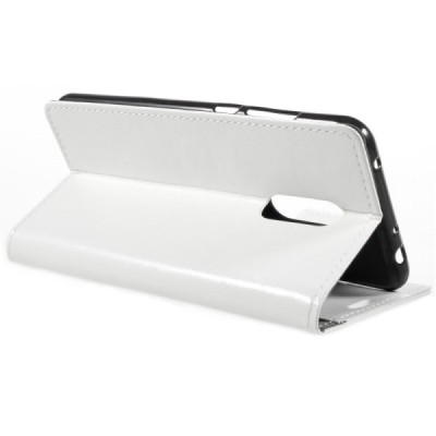 Xiaomi Redmi 5 Plus atvēramais ādas balts maciņš, grāmata (maks) / Vacins.lv