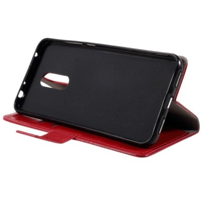 Xiaomi Redmi 5 Plus atvēramais ādas sarkans maciņš, grāmata (maks) / Vacins.lv