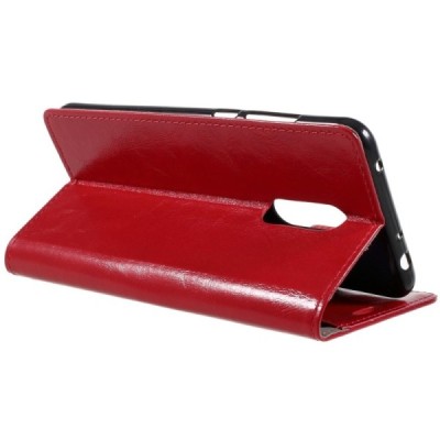 Xiaomi Redmi 5 Plus atvēramais ādas sarkans maciņš, grāmata (maks) / Vacins.lv