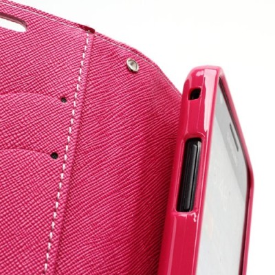 Samsung Galaxy S2 „Mercury“ atvērams rozs ādas futrālis - maciņš / Vacins.lv