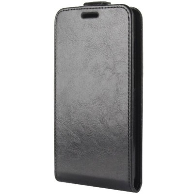 Xiaomi Redmi 5 Plus vertikāli atvēramais ādas melns maciņš (maks) / Vacins.lv