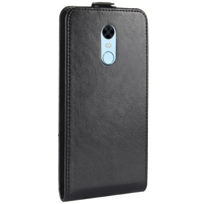 Xiaomi Redmi 5 Plus vertikāli atvēramais ādas melns maciņš (maks) / Vacins.lv