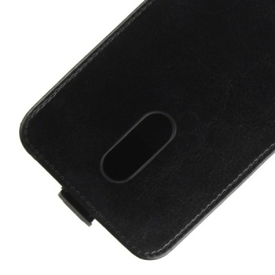 Xiaomi Redmi 5 Plus vertikāli atvēramais ādas melns maciņš (maks) / Vacins.lv