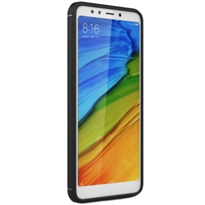 Xiaomi Redmi 5 Plus „Carbon“ cieta silikona (TPU) melns apvalks / vacins.lv