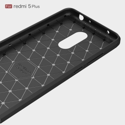 Xiaomi Redmi 5 Plus „Carbon“ cieta silikona (TPU) melns apvalks / vacins.lv
