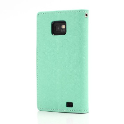 „Mercury“ Samsung Galaxy S2 žalias odinis atverčiamas dėklas - piniginė / Priedai.lt