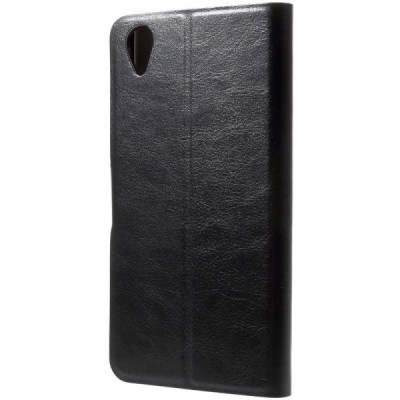 Sony Xperia XA1 Plus atvēramais ādas melns maciņš (maks) / Vacins.lv