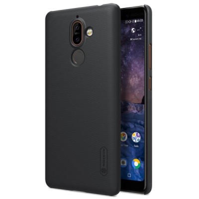 Nokia 7 Plus Nillkin Frosted Shield melns plastmasas apvalks / vacins.lv