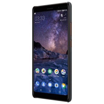 Nokia 7 Plus Nillkin Frosted Shield melns plastmasas apvalks / vacins.lv