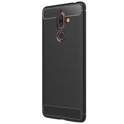 Nokia 7 Plus „Carbon“ cieta silikona (TPU) melns apvalks / vacins.lv