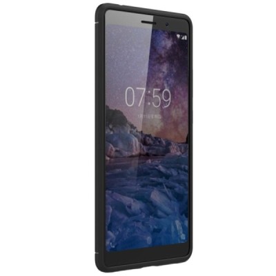 Nokia 7 Plus „Carbon“ cieta silikona (TPU) melns apvalks / vacins.lv