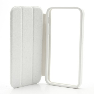 Atverčiamas baltas rėmelis (bamperis) Apple iPhone SE (5, 5s) su smart cover funkcija / Priedai.lt