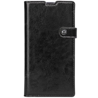 Sony Xperia Z1 (Honami L39h) „QIALINO“ atvēramais ādas melns maciņš - maks / Vacins.lv