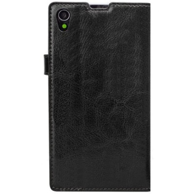 Sony Xperia Z1 (Honami L39h) „QIALINO“ atvēramais ādas melns maciņš - maks / Vacins.lv