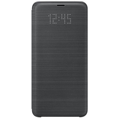 Samsung Galaxy S9+ (G965) originalus Led View Cover atverčiamas juodas odinis dėklas - piniginė / Priedai.lt
