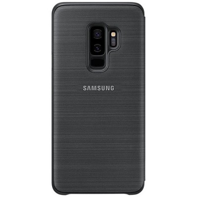 Samsung Galaxy S9+ (G965) originalus Led View Cover atverčiamas juodas odinis dėklas - piniginė / Priedai.lt