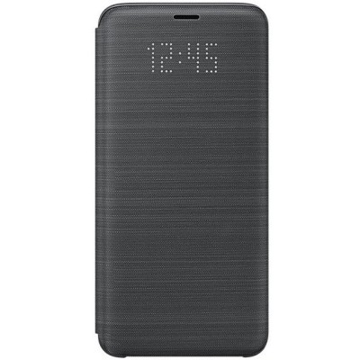 Samsung Galaxy S9 (G960) oficiāls Led View Cover atvērams melns ādas maciņš (maks) / Vacins.lv
