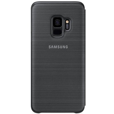 Samsung Galaxy S9 (G960) originalus Led View Cover atverčiamas juodas odinis dėklas - piniginė / Priedai.lt