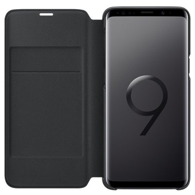 Samsung Galaxy S9 (G960) originalus Led View Cover atverčiamas juodas odinis dėklas - piniginė / Priedai.lt