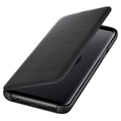 Samsung Galaxy S9 (G960) originalus Led View Cover atverčiamas juodas odinis dėklas - piniginė / Priedai.lt