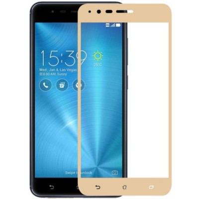 Asus Zenfone 3 Zoom (ZE553KL) „Calans“ 9H Tempered Glass sustiprintos apsaugos auksinis pilnai dengiantis apsauginis ekrano stik