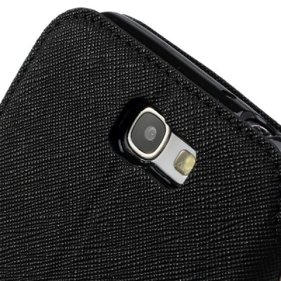 Samsung Galaxy Note 2 (N7100) melns atvēramais Roar ādas maciņš / Vacins.lv