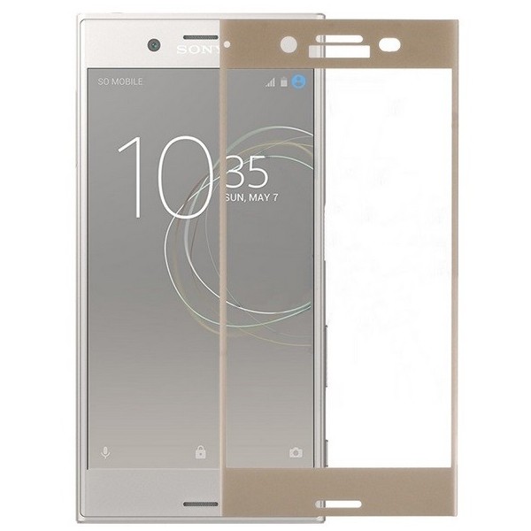 „Calans“ Tempered Glass pilnai dengiantis apsauginis ekrano stiklas 0.2 mm - auksinis (Xperia XZ1)