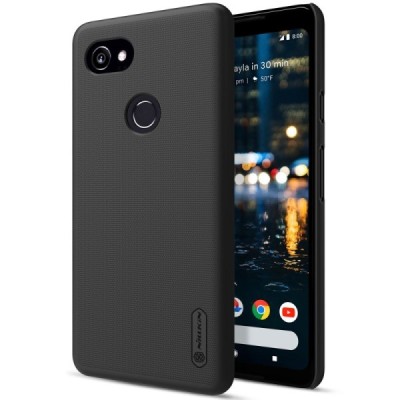 Google Pixel 2 XL Nillkin Frosted Shield melns plastmasas futrālis / Vacins.lv