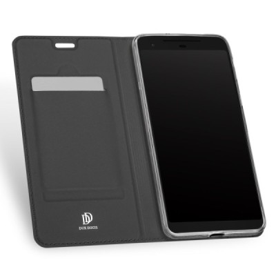 Google Pixel 2 XL „Dux Ducis“ Skin sērijas melns ādas atvērams maciņš / Vacins.lv