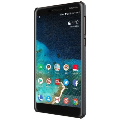 Nokia 6 2018 (Nokia 6.1) Nillkin Frosted Shield melns plastmasas apvalks / vacins.lv
