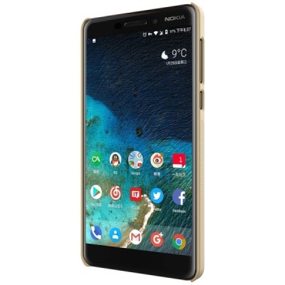 Nokia 6 2018 (Nokia 6.1) Nillkin Frosted Shield zelta plastmasas apvalks + ekrāna aizsargplēve / Vacins.lv