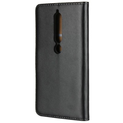 Nokia 6 2018 (Nokia 6.1) atvēramais ādas melns maciņš, grāmata (maks) / Vacins.lv