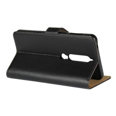 Nokia 6 2018 (Nokia 6.1) atvēramais ādas melns maciņš, grāmata (maks) / Vacins.lv