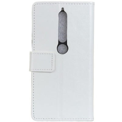 Nokia 6 2018 (Nokia 6.1) atvēramais ādas balts maciņš, grāmata (maks) / Vacins.lv