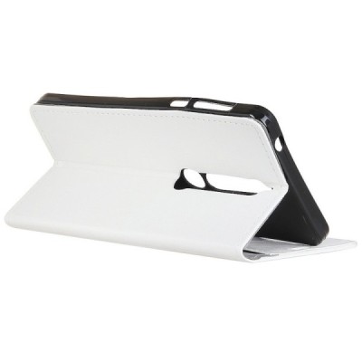 Nokia 6 2018 (Nokia 6.1) atvēramais ādas balts maciņš, grāmata (maks) / Vacins.lv