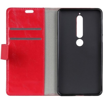 Nokia 6 2018 (Nokia 6.1) atvēramais ādas sarkans maciņš, grāmata (maks) / Vacins.lv