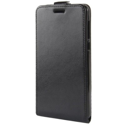 Nokia 6 2018 (Nokia 6.1) klasisks ādas vertikāli atvēramais melns maciņš / Vacins.lv