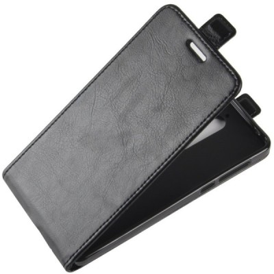 Nokia 6 2018 (Nokia 6.1) klasisks ādas vertikāli atvēramais melns maciņš / Vacins.lv