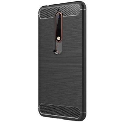 Nokia 6 2018 (Nokia 6.1) „Carbon“ cieta silikona (TPU) melns apvalks / vacins.lv