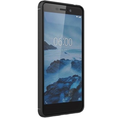 Nokia 6 2018 (Nokia 6.1) „Carbon“ cieta silikona (TPU) melns apvalks / vacins.lv