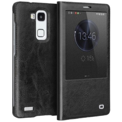 „QIALINO“ Huawei Ascend Mate 7 atvērams melns ādas futrālis / Vacins.lv