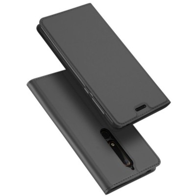 Nokia 6 2018 (Nokia 6.1) „Dux Ducis“ Skin sērijas melns ādas atvērams maciņš / Vacins.lv