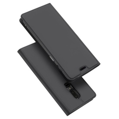 „Dux Ducis“ Skin serijos OnePlus 6 (Six) juodas odinis atverčiamas dėklas / Priedai.lt