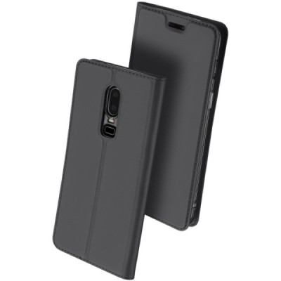 „Dux Ducis“ Skin serijos OnePlus 6 (Six) juodas odinis atverčiamas dėklas / Priedai.lt