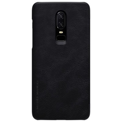 Greznais „Nillkin“ Qin sērijas ādas atvērams melns OnePlus 6 (Six) maciņš (maks) / Vacins.lv